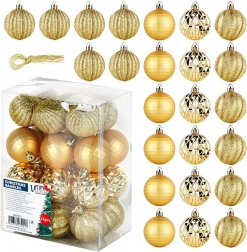 Goldene unzerbrechliche Weihnachtskugeln 5 cm, Set mit 24 Stück