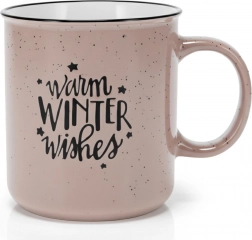 XXL-Keramikbecher 700 ml – beige mit winterlichem Schriftzug