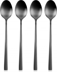 Set of Black Stainless Steel Cocktail Spoons, 4 pcs