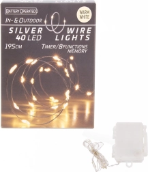 LED-Lichterkette am dünnen Draht, 40 LEDs, warmgelb, mit Timer für Innen- und Außenbereich