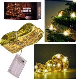 Goldenes LED-Band 10m warmweiß mit Batterien