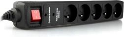 Black power strip 1.5M with 5 outlets
