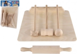 Wooden kitchen set for kids – cutting board, rolling pin and mallet 23 cm