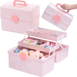 Roze organizer voor sieraden en cosmetische accessoires 29 × 16 × 16 cm