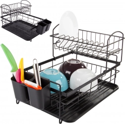 Two-tier dish rack with drip tray