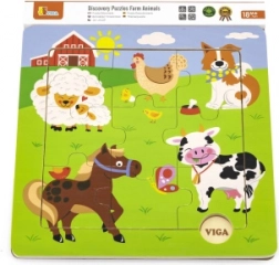 Wooden puzzle farm animals 9 pieces