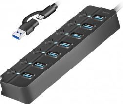 USB Hub LogiLink 7-Port USB 3.2 Gen 1 Black