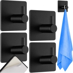 Crochets adhésifs en métal RUHHY, lot de 4 – noirs sans perçage