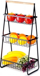 Dreistufiger Metall-Obstkorb, schwarz