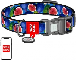 Nylon hondenhalsband met QR-code Waudog Fig, maat S