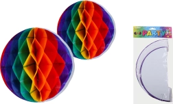 Kleurige papieren ballen om op te hangen 30 en 25 cm