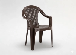 Plastic garden chair with armrests, brown, 56 × 42 × 78 cm
