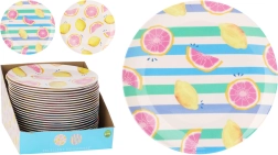 Ondiep melamine bord 25 cm met fruitmotief