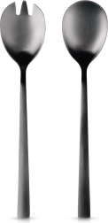 Black stainless steel salad serving spoons 23.5 cm, set of 2