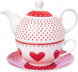 Porcelain tea-for-one set Heart Dot, 3 pieces