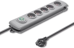 Surge-protected power strip, 5 outlets, 1.8 m, gray