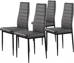 Moderne Ess- und Wohnzimmerstühle aus grauem Öko-Leder mit ergonomischer Rückenlehne