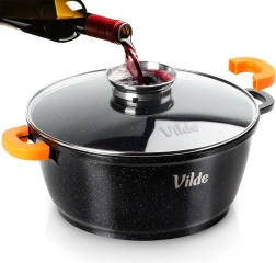 Granieten pan met glazen deksel TERRUNA AROMA 28 cm, 5,8 l