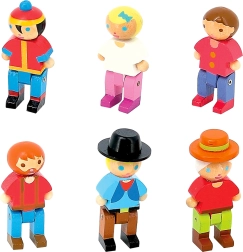 Jeujura Wooden Figures for Building Sets 6 pcs