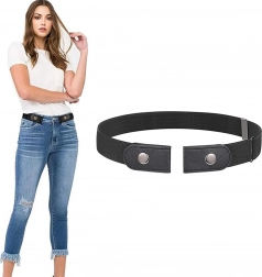 Elastischer gürtel ohne schnalle für hosen, verstellbar, schwarz