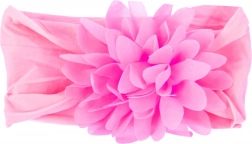 Children's headband with flower - pink, wide