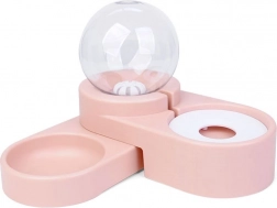 Doppelte Wassernapf mit Spender für Hund und Katze – rosa