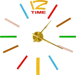 DIY Wanduhr zum Aufkleben mit verstellbarem Durchmesser, goldenen Zeigern, farbigen Markierungen