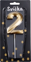 Party Candle Number 2 - Gold