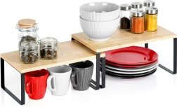 Ensemble de 2 étagères de cuisine en bambou