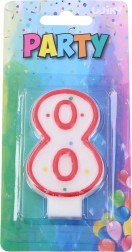 Party candle red shape number 8