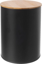 Boîte en métal avec couvercle en bambou, diamètre 11 cm, noire