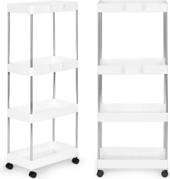 Kunststoff-Badständer mit 4 Regalen auf Rollen