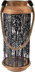 Bougeoir en bois de manguier et métal noir 40 cm