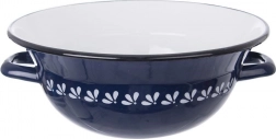 Enamelled kitchen bowl with handles 26 cm, 2.5 l blue-white