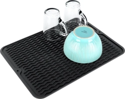 Siliconen afdruipmat voor servies zwart 40 × 30 cm