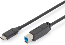 USB 3.0 Verbindungskabel Typ C auf B, SuperSpeed 5 Gbit/s, Power Delivery, 1,8 m, schwarz