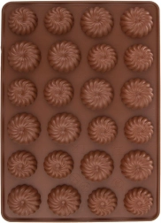 Brown silicone cookie mold Sillinie, 24 flowers