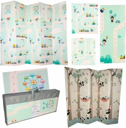 Folding double-sided educational foam mat panda and roads 180 × 200 cm