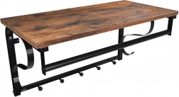 Wall-mounted loft shelf with hooks and rod