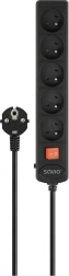 Surge-protected extension power strip 5x Schuko with automatic circuit breaker 1.8 m