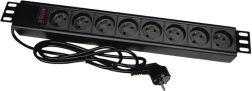 19" rack power strip with 8 Schuko outlets and CEE 7/7 plug