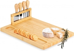 Bamboo cheese board with knives, 5-piece set