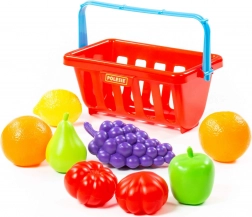 Play set of fruit and vegetables with basket