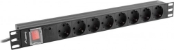 Lanberg rack-mounted PDU 19″, 1U, 16 A, 8× Schuko, 2 m, black