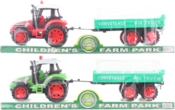 Tracteur en plastique avec volant d’inertie et remorque 32 cm