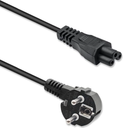 Netzkabel mit abgewinkeltem Stecker SCHUKO – IEC C5 (Kleeblatt) 3×1,0 mm², 1,5 m