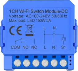 Module de commutation Wi‑Fi intelligent à un canal avec contact DC sans potentiel avatto wsm16-dc-1