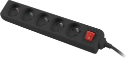 Extension lead Lanberg 3m, black, 5 sockets with switch