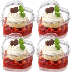 Hartvormige dessertbekers met deksel 130 ml, 4 stuks