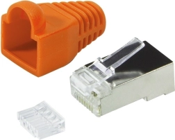 RJ45 CAT6 Connectors with Strain Relief Boots, 100 pcs, Orange